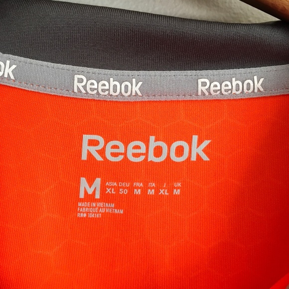 Reebok men’s 1/4 zip orange pullover honeycomb pattern, size medium, jacket - Picture 6 of 6